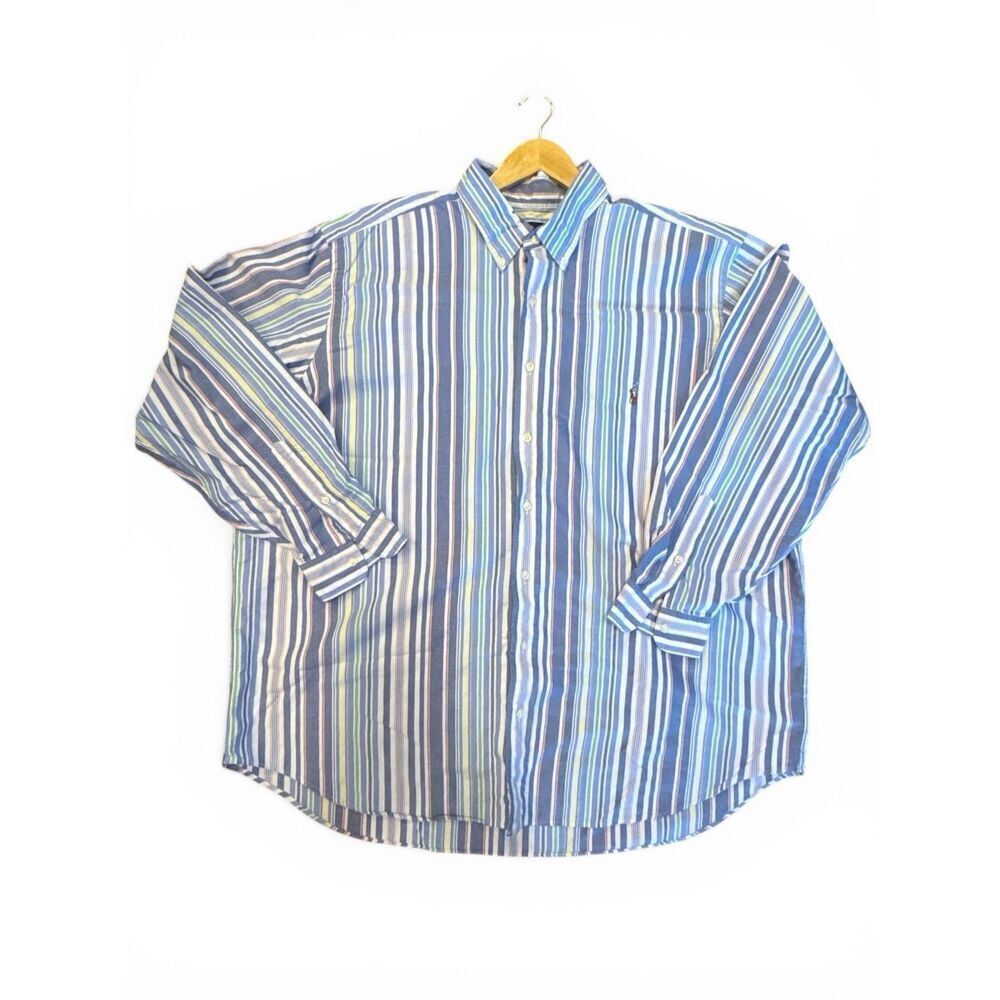 RALPH LAUREN 2X Oxford Stripe Button Down Pony Shirt